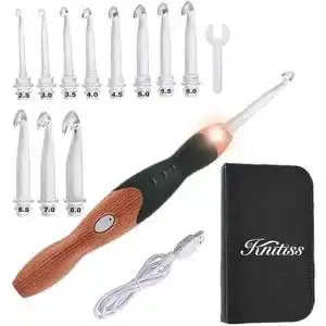 Häkelnadeln KNITISS 11 Größen Häkelhaken Set beleuchtet ,LED