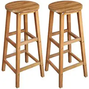 Barhocker Festnight 2er Set Holz Hocker, Akazienholz 34x34x76cm