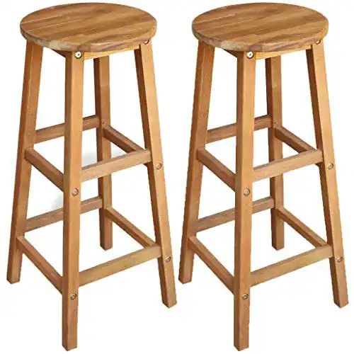 Barhocker Festnight 2er Set Holz Hocker, Akazienholz 34x34x76cm