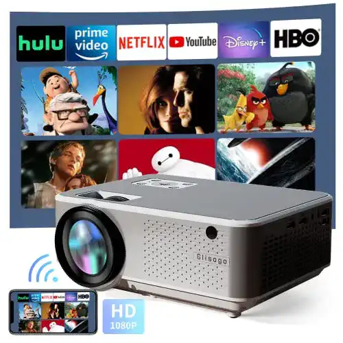 WLAN-Beamer Glisogo Video Beamer Native 1080P with Bluetooth