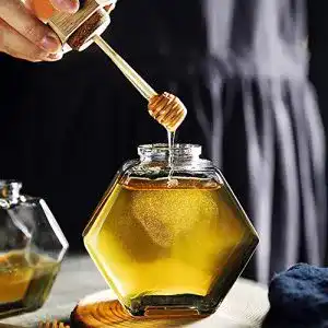 Honigglas XIYUAN Honigspender Sirupspender mit Holzlöffel