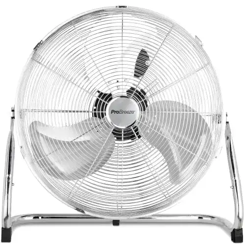Bodenventilatoren Pro Breeze 50 cm Bodenventilator aus Chrom, Ventilator mit 3 Geschwindigkeitsstufen und verstellbaren Ventilatorkopf – Windmaschine für Fitnessstudio oder Werkstatt