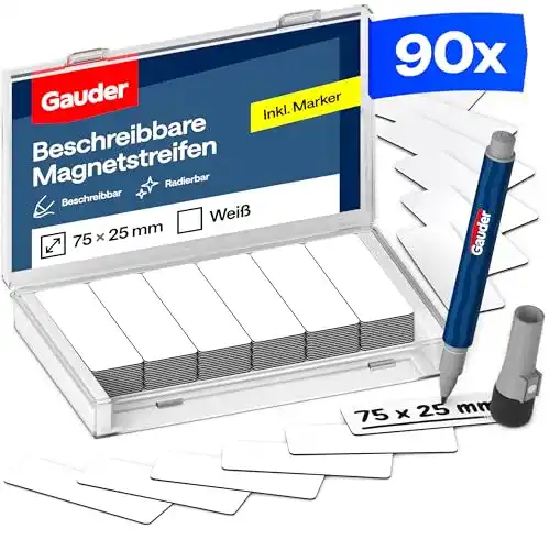 Magnetschilder GAUDER Magnetstreifen beschreibbar 75 x 25 mm