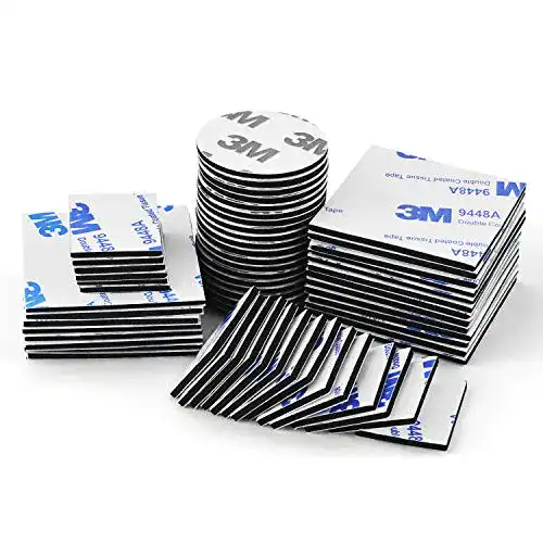 Klebepads Heatigo Doppelseitig, 60 schwarze Quadrate u. runde