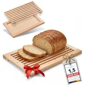 Brotschneidebrett FEINHOLZ mit Krümelfang, 40cm x 25cm, Buche