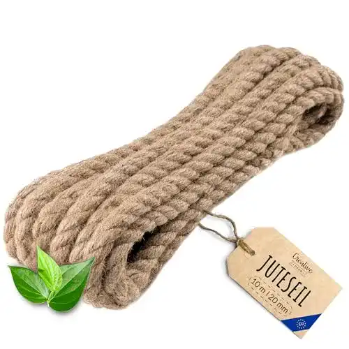 Juteseil Creative Deco | 10m Lang | 20mm Dick | Hanfseil