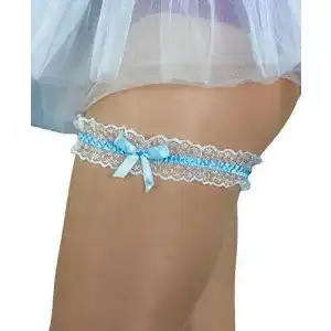 Strumpfband Oblique-Unique ® Blau – Weisses mit Schleife