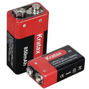 9V-Lithium-Batterie Kratax Akku 9V Block 850 mAh 2 * 9V