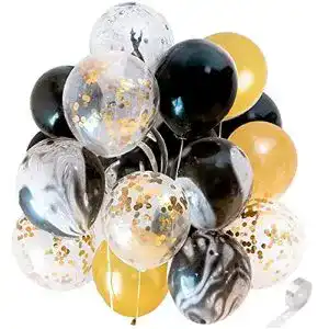Luftballons Ohighing 50 Stück Schwarz Gold Ballons Gold Konfetti
