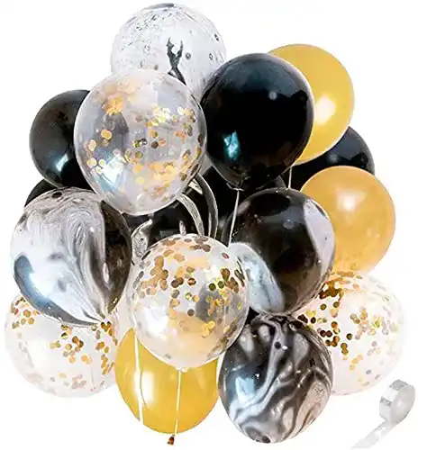 Luftballons Ohighing 50 Stück Schwarz Gold Ballons Gold Konfetti