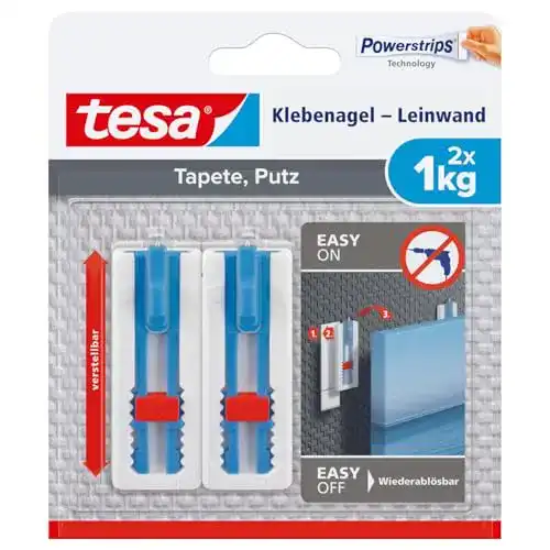 Klebenagel TESA Tapeten & Putz, höhenverstellbar, selbstklebend