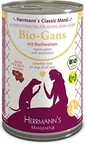 Bio-Hundefutter Herrmann’s, Gans Menu 1 mit Buchweizen, 12er