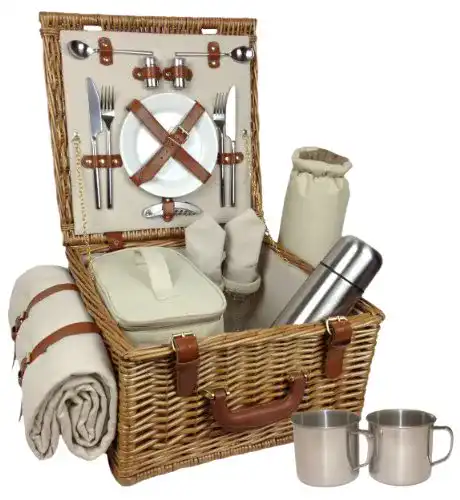 Picknickkorb Red Hamper Deluxe Voll ausgestattete 2 Personen