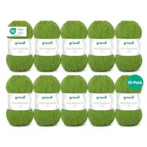 Grüne Wolle Gründl Lisa Premium Uni Strick- & Häkelgarn, 10x