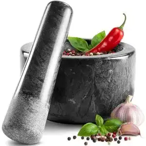 Granit-Mörser madeco Edler Marmor Mörser mit Stößel Ø 14 cm