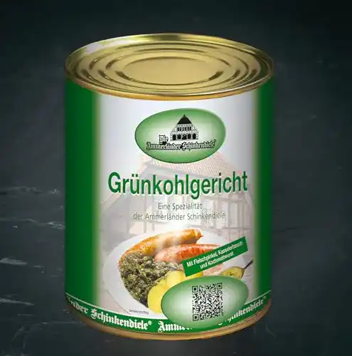 Grünkohl Ammerländer Schinkendiele Gericht mit Pinkelwurst, 800g