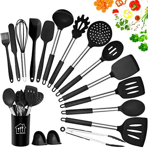Kochlöffel-Set AILUKI Silikon Kochgeschirr Set, 17 Stück