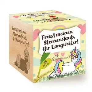 Ecocube Feel Green Grow Your Own Einhornbohne, Holzwürfel