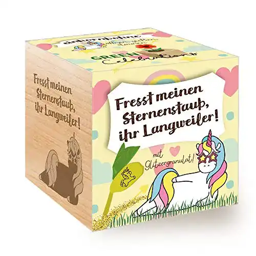Ecocube Feel Green Grow Your Own Einhornbohne, Holzwürfel