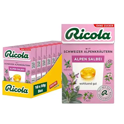 Salbei-Bonbons Ricola Alpen Salbei, 10 Böxli original Schweizer