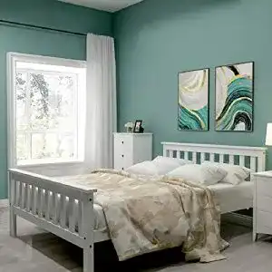 Bett 140×200 ModernLuxe Doppel, Holzbett Bettgestell, Lattenrost