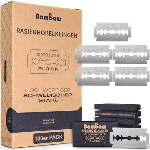 Rasierhobel-Klingen Bambaw Rasierklingen 100 Pack