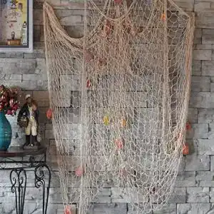 Fischernetz Biutee mit Muscheln, Deko mit Farbigen Muscheln Maritime