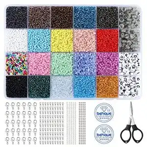 Perlenset behave ® Glas Perlen Set, 20 Farben, Buchstabenperlen