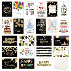Geburtstagskarten Coolon Set – 24 Glückwunschkarten – Happy Birthday