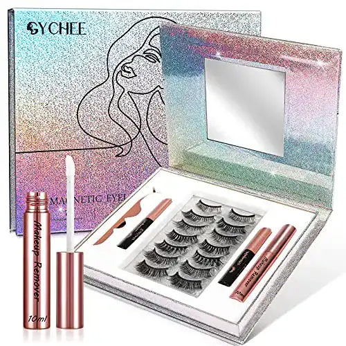 Magnetische Wimpern GYCHEE, 3D Magnet Wimpern mit Eyeliner