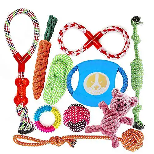 Hundespielzeug FONPOO, Baumwolle, ungiftig, 10 PCS
