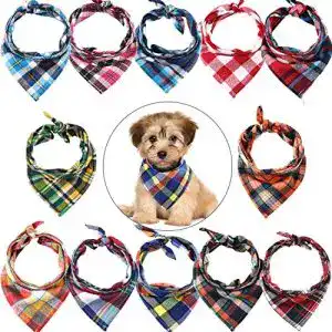 Hundehalstuch Syhood 12 Stück Hunde Bandanas, karierter Stil