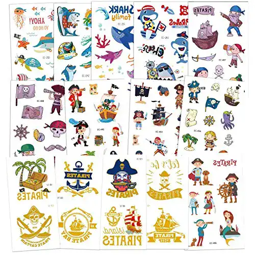 Kindertattoos AGPTEK Tattoo Kinder, Pirate Tattoos Set, 14 Blätter