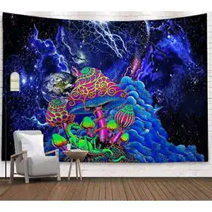 Wandteppich Zodight Psychedelic, Abstrakte Kunst Trippy Blau Pilz