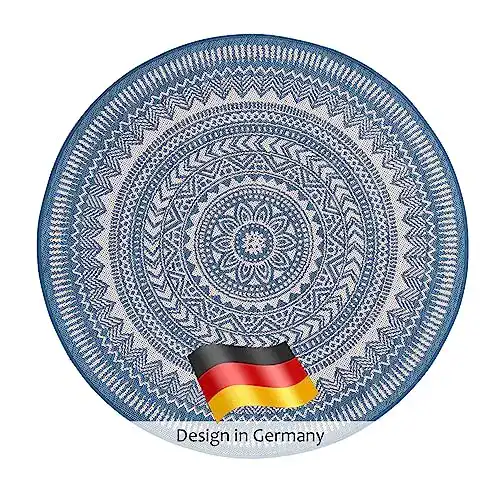 Outdoor-Teppich Domdeco In- und Rund Around The Flower Blue
