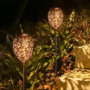 Solarleuchten JOYCREATOR Metall für Außen, 2 Stück Solarlampen