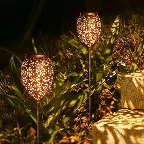 Solarleuchten JOYCREATOR Metall für Außen, 2 Stück Solarlampen