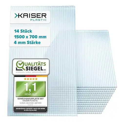 Lichtplatten KAISER PLASTIC ® Xtra-Strong, 14 STK. Polycarbonat