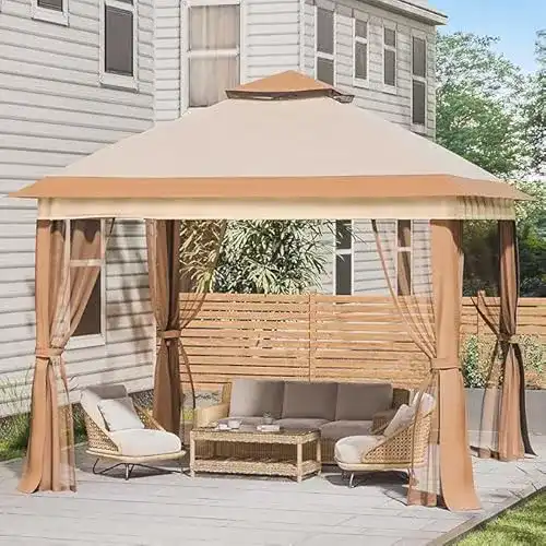Gartenpavillon UDPATIO Pop Up Pavillon 3×3 für Garten mit Metall