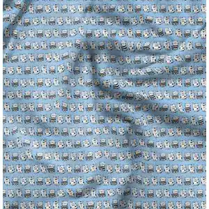 Japanische Stoffe Soimoi Blau japanischer Kreppsatin Stoff Katze Tier