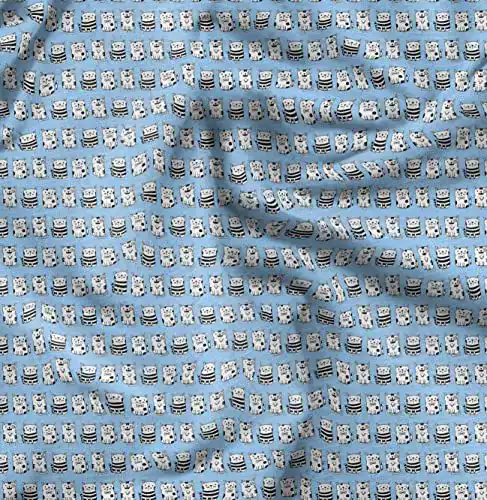 Japanische Stoffe Soimoi Blau japanischer Kreppsatin Stoff Katze Tier