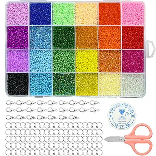 Perlenset JTOOYS 24000 Stück Glasperlen Set, 2 MM Mini