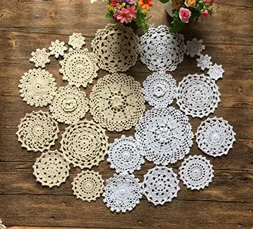 Häkeldeckchen MINDPLUS Set mit 24 Handgehäkelten Deckchen