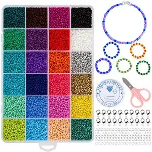 Perlenset Naler 24000 Stück Rocailles Glasperlen Rund 24 Farben