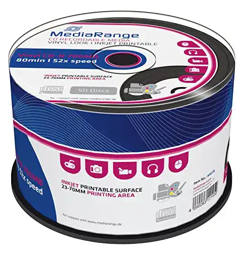 CD-R MediaRange MR226 700MB, 80min. Vinyl-Optik, 50 Stück