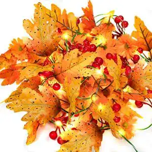 Herbstgirlande MUSCCCM, 2m Ahornblatt Lichterketten mit 20 LED