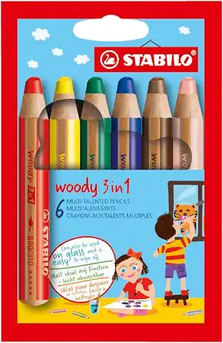 Stift STABILO Bunt, Wasserfarbe und Wachsmalkreide woody 3 in 1