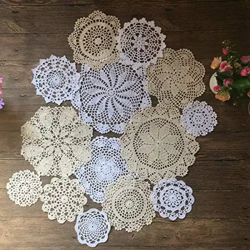 Häkeldeckchen MINDPLUS Set mit 14 Handgehäkelten Deckchen