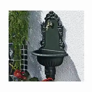 Bassena PUTEUS 15132-E Nostalgie-Wandbrunnen Grauguß, grün lackiert