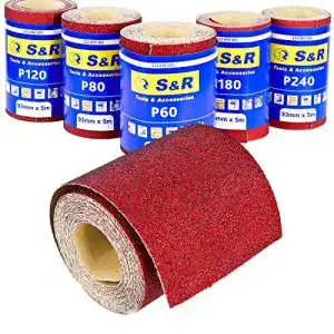 Schleifpapier S&R rollen Set, 5 Rollen 93 mm x 5 m